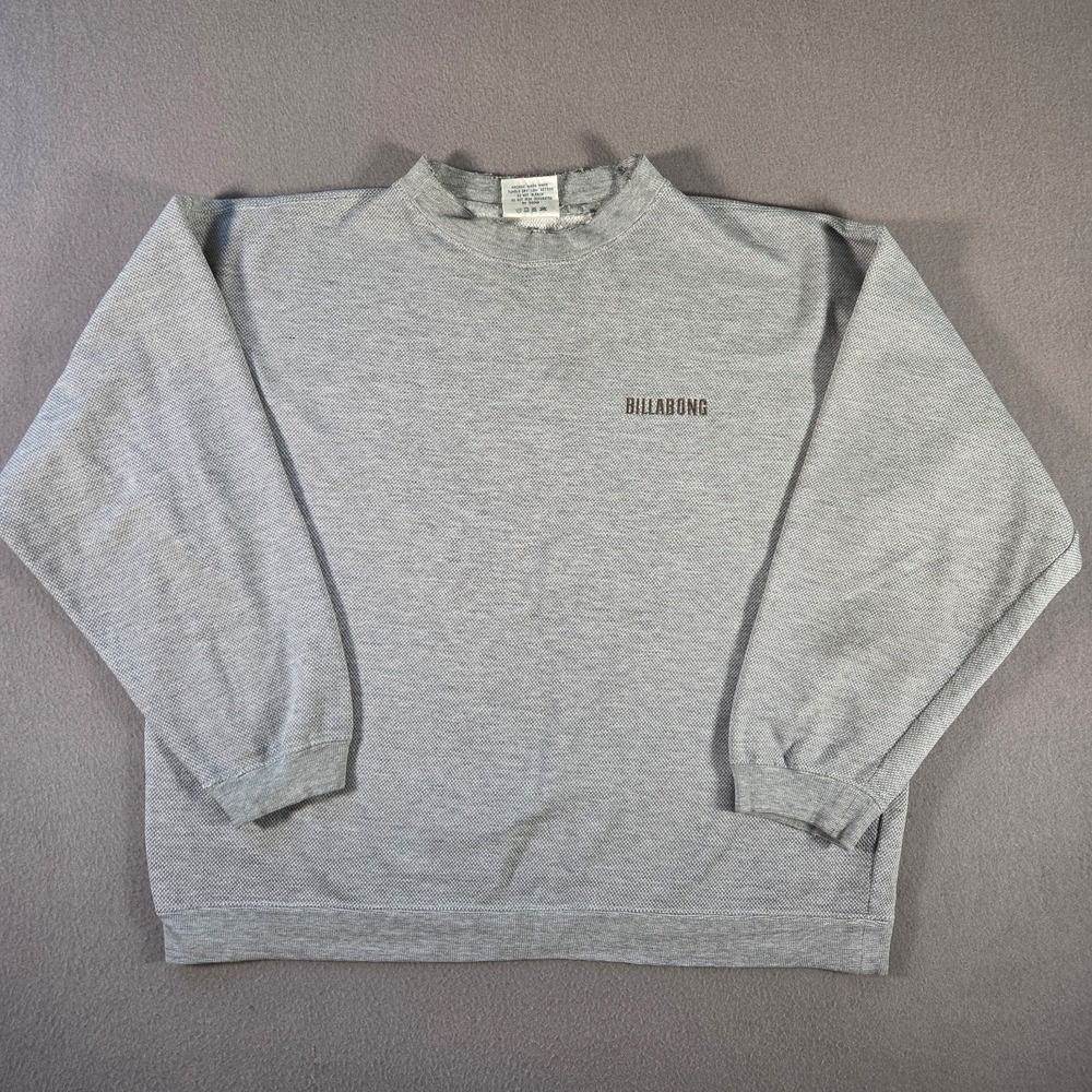 Vintage Billabong Sweatshirt Mens Large Grey Crewneck Distressed 90s Pullover